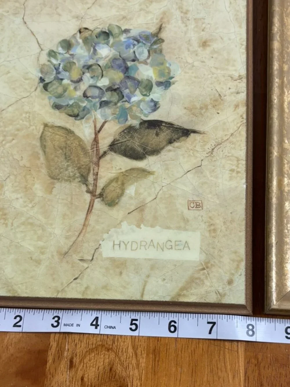 VTG Cheri Blum Vintage Floral Art Trio Hydrangea Lilac Cracked Linen 3pc Set
